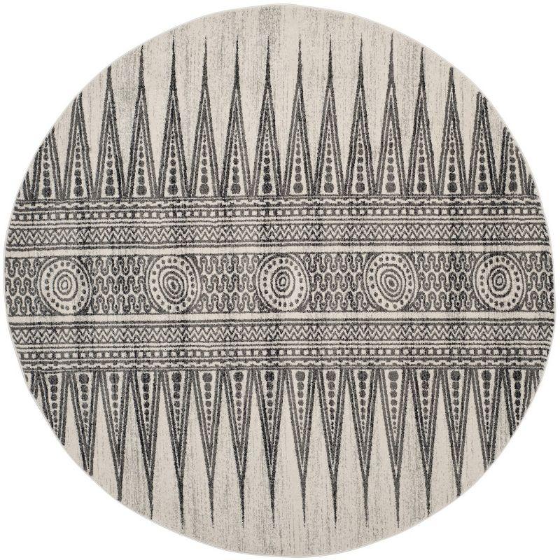 Evoke EVK226 Power Loomed Area Rug - Ivory/Grey - 6'7" Round - Safavieh.