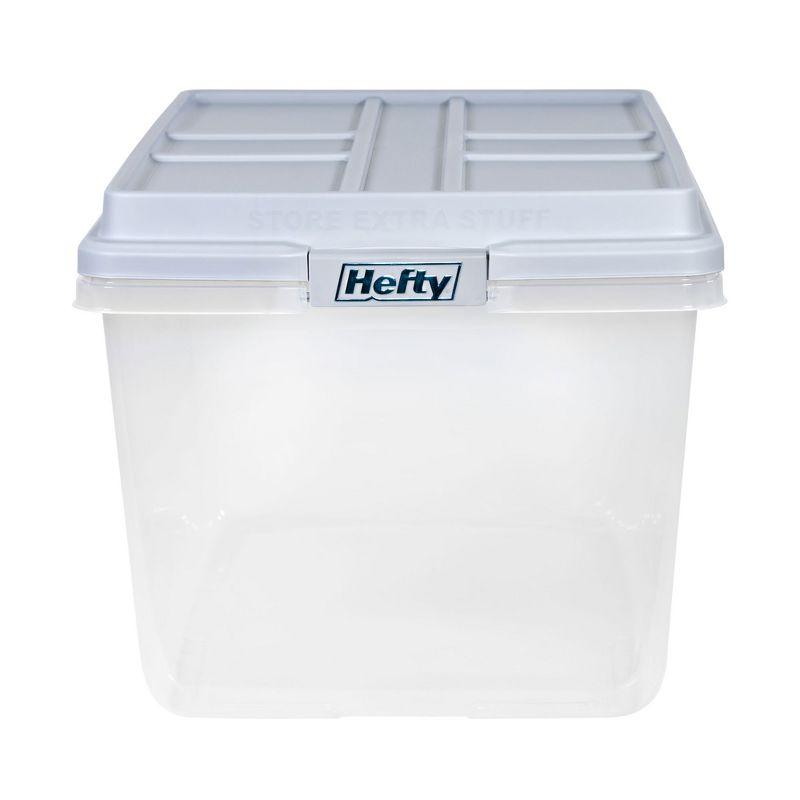 Hefty 72 Quart Hi-Rise Storage Bin with Lid, Stackable Plastic Container Tote for Home, Office, and Classroom Organization, 6 Pack, Quarry Gray