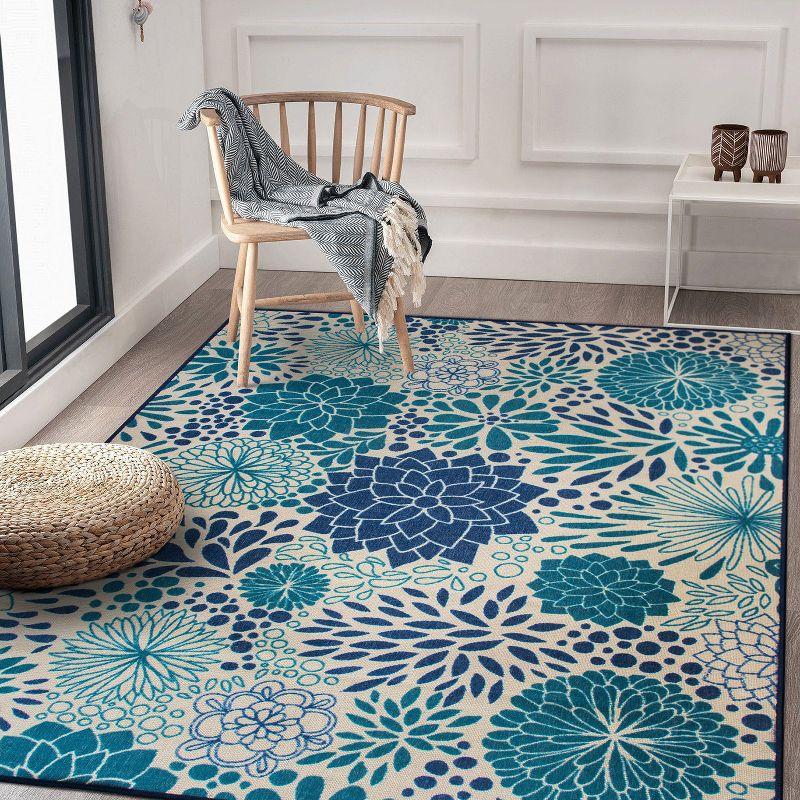 World Rug Gallery Modern Floral Circles Flatweave Indoor/Outdoor Area Rug