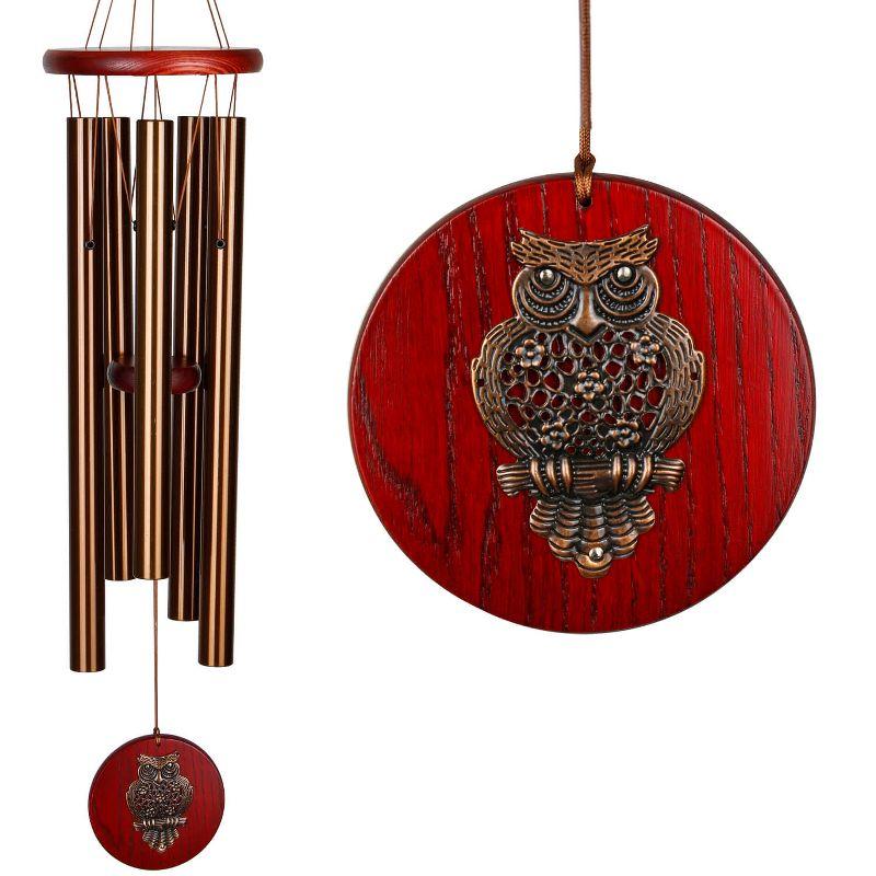 Bronze Owl Wind Chime with Bubinga Wood Finish