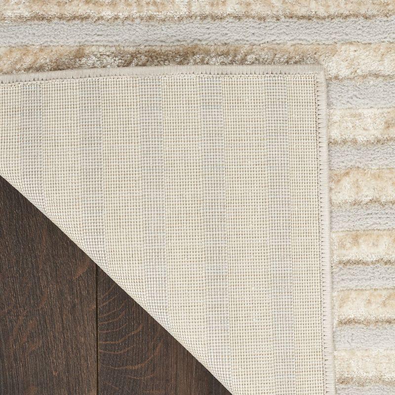 Brushstrokes Abstract Machine Woven Polyester/Polypropylene Area Rug in Beige