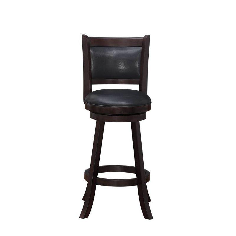 Merlot Leather Swivel Barstool with Wood Flared Legs, 29"