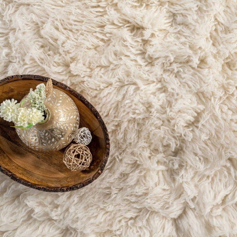 nuLOOM 8'x10' Elena Greek Flokati Shag Area Rug Cream: High Pile Wool, Solid Tufted Indoor Rug, No Backing