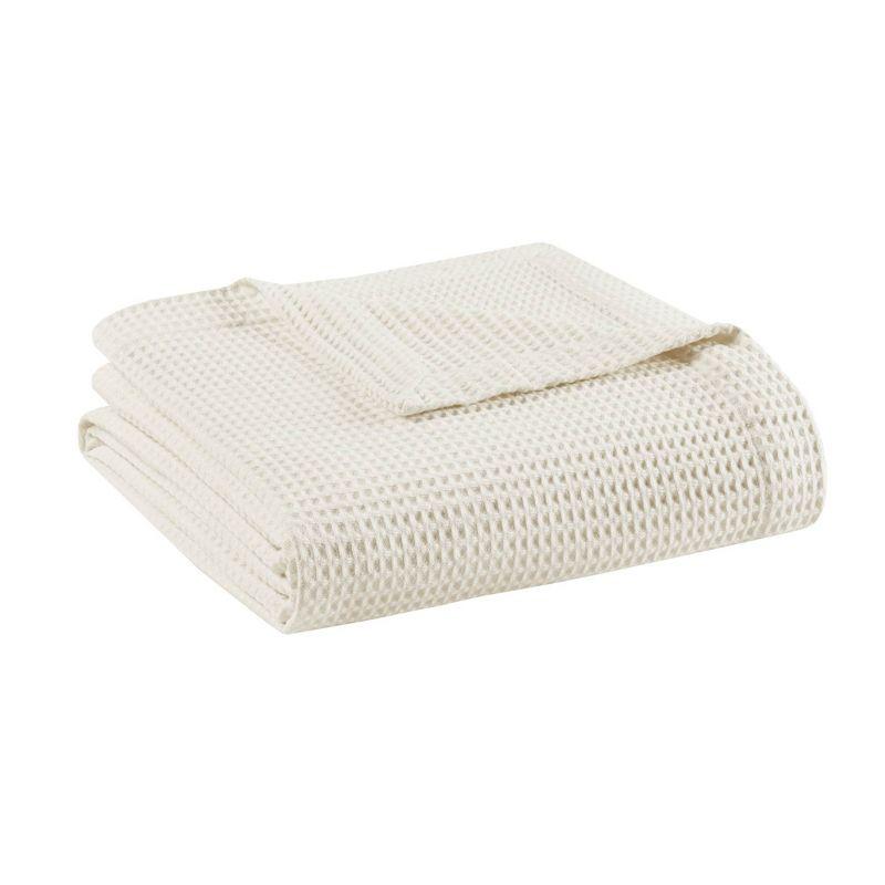 Ivory Waffle Weave Breathable Cotton Full/Queen Blanket