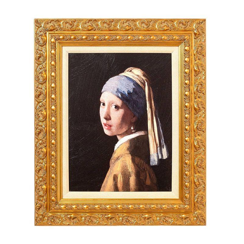 American Art Decor 19.25"x23.25" Ornate Framed Girl with a Pearl Earring Canvas Print by Johannes Vermeer
