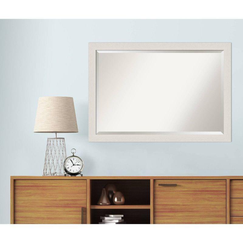 39" x 27" Rustic Plank White Framed Bathroom Vanity Wall Mirror - Amanti Art: Wall Mounted, Includes Hardware