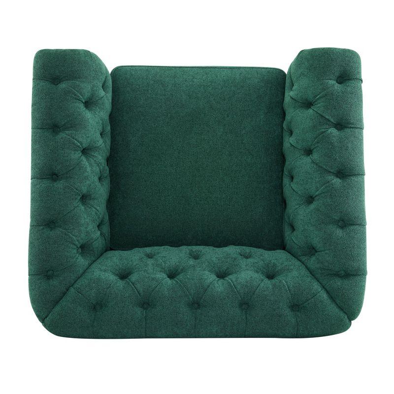 Christopher Knight Home Andrew Upholstered Button Tufted Swivel Club Chair with Roll Arms, Dark Green