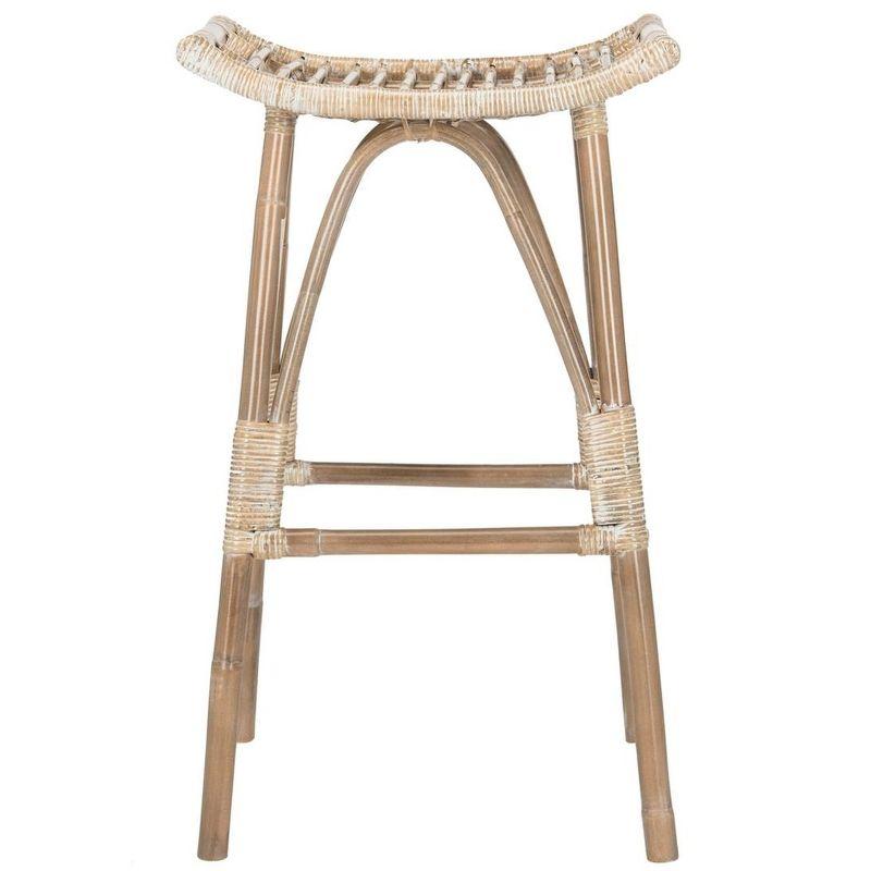 Leda Rattan Bar Stool - WIK6511 - White/Grey - Safavieh