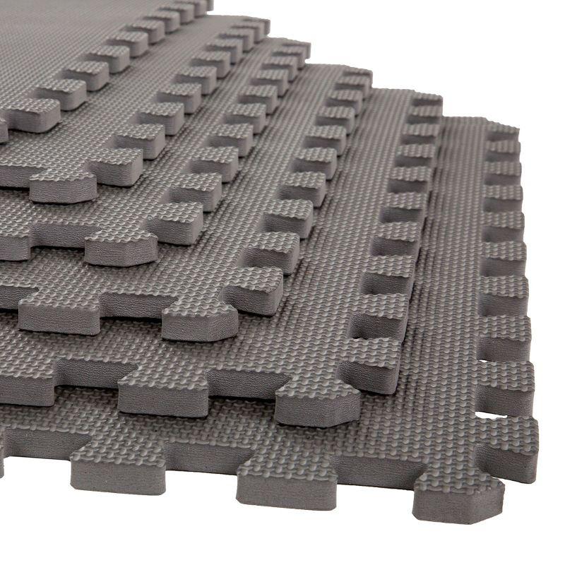 Gray Interlocking EVA Foam Floor Mat Tiles, 24" x 24", 6 Count