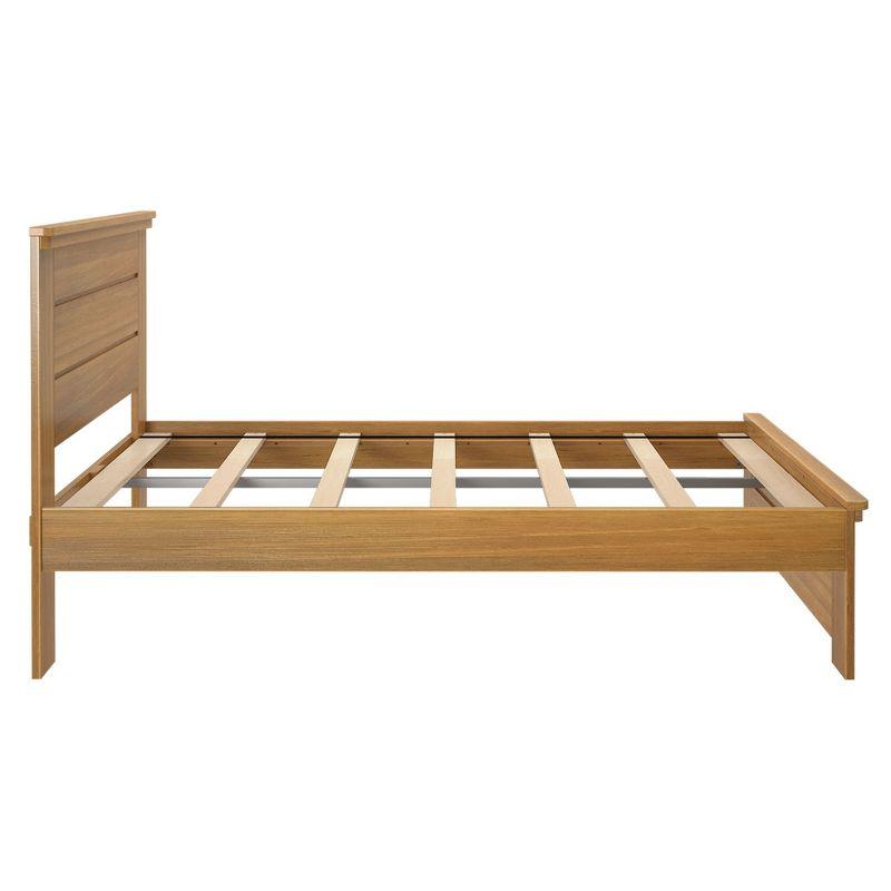 Plank+Beam Solid Wood Farmhouse Full Bed with Panel Headboard, Pecan