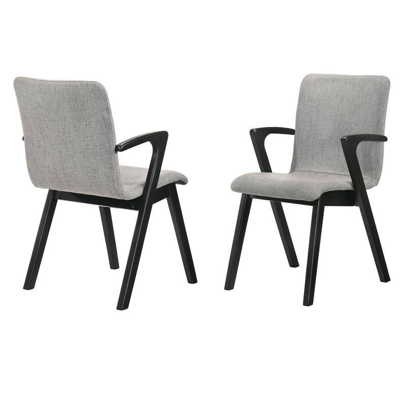 Set of 2 Modern Gray Upholstered Wood Arm Chairs