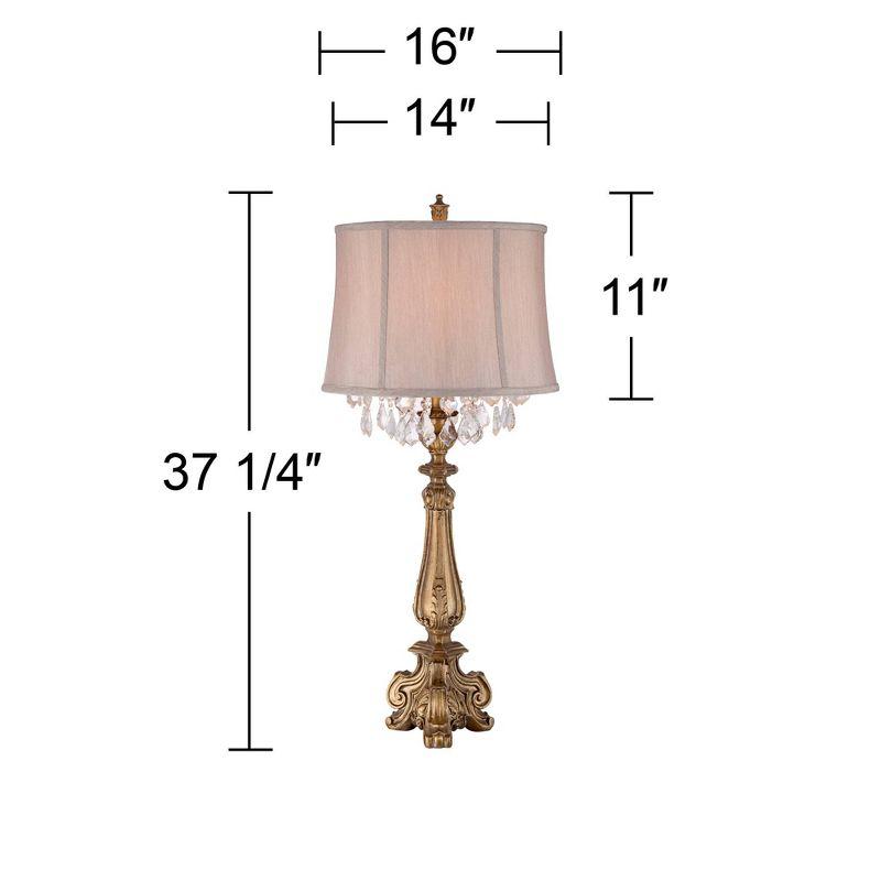 Barnes and Ivy Dubois Traditional Table Lamp 37 1/4" Tall Antique Gold Mist Gray Crystal Beading Drum Shade for Bedroom Living Room Bedside Nightstand