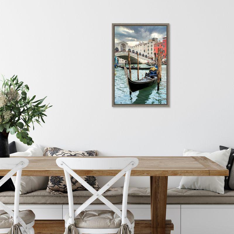 Amanti Art Gondola Rialto Bridge Italy by Alan Blaustein Canvas Wall Art Print Framed 16 x 23-in.