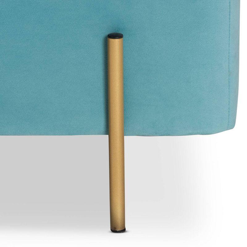 Rockwell Velvet Metal Storage Bench Navy Blue/Gold - Baxton Studio: Upholstered Lift-Top for Bedroom