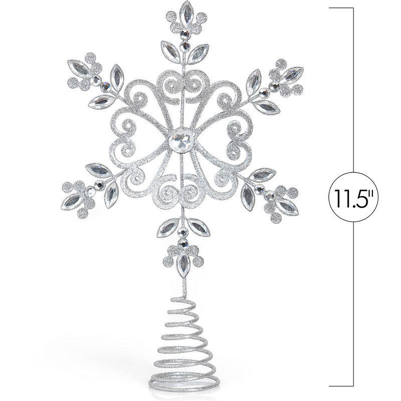 Ornativity Flower Snowflake Tree Topper - Silver