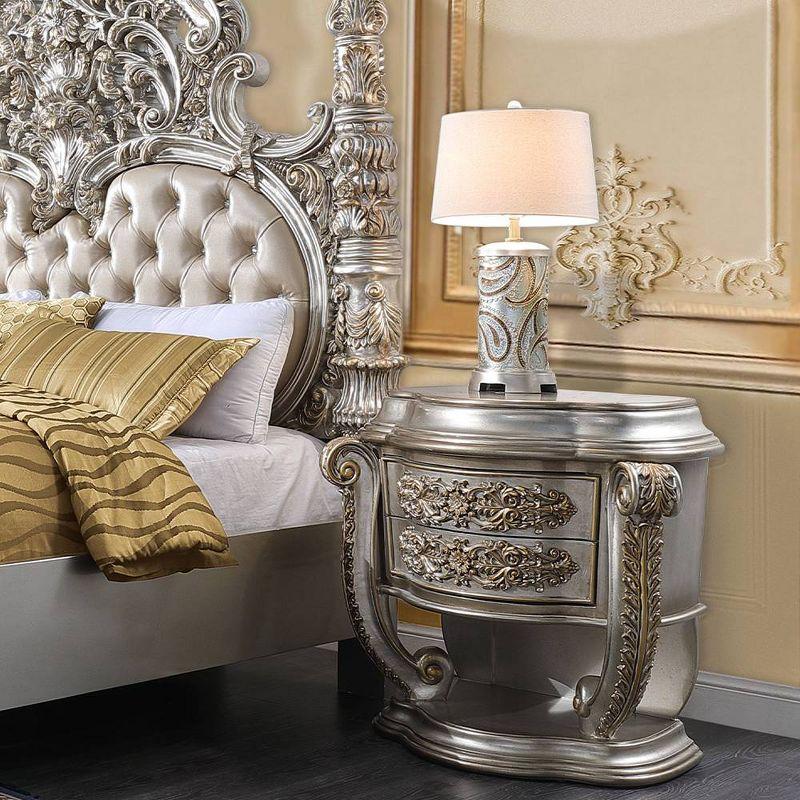 Danae 35" Champagne and Gold 2-Drawer Nightstand