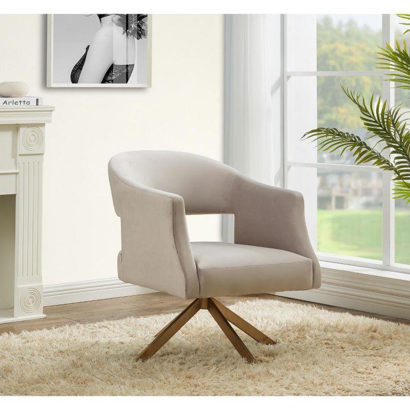 Quartz Swivel Accent Chair - SFV4736 - Pale Taupe/Gold - Safavieh Couture