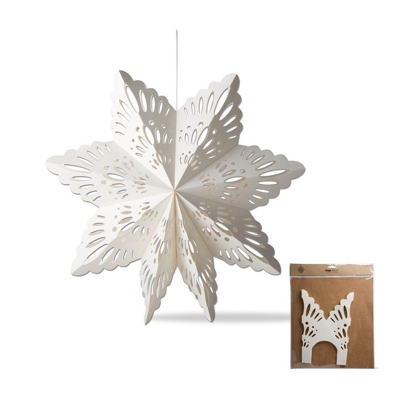 tagltd Snowflake Paper Hanging Decor Large Cord For Hanging Christmas Xmas Holiday Paper Ornament Home Decor