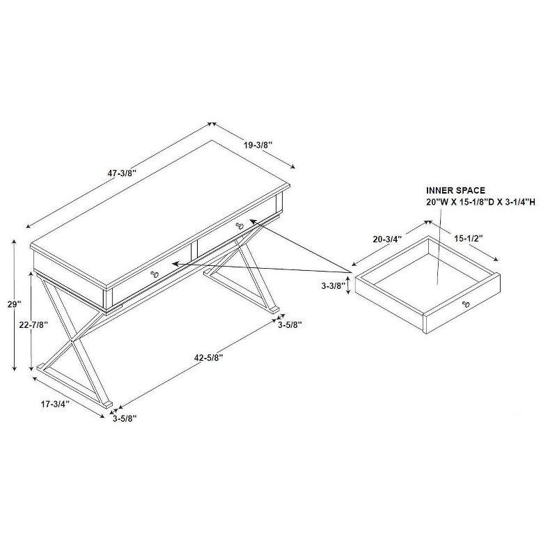 2 Drawer Campaign Desk - Linon