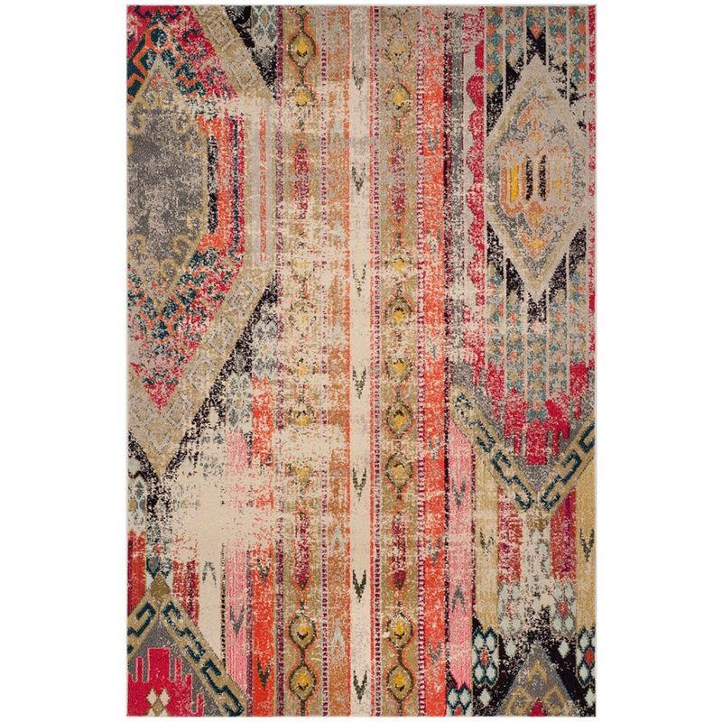 Bohemian Chic Light Grey Multi Synthetic Area Rug 5'1" x 7'7"