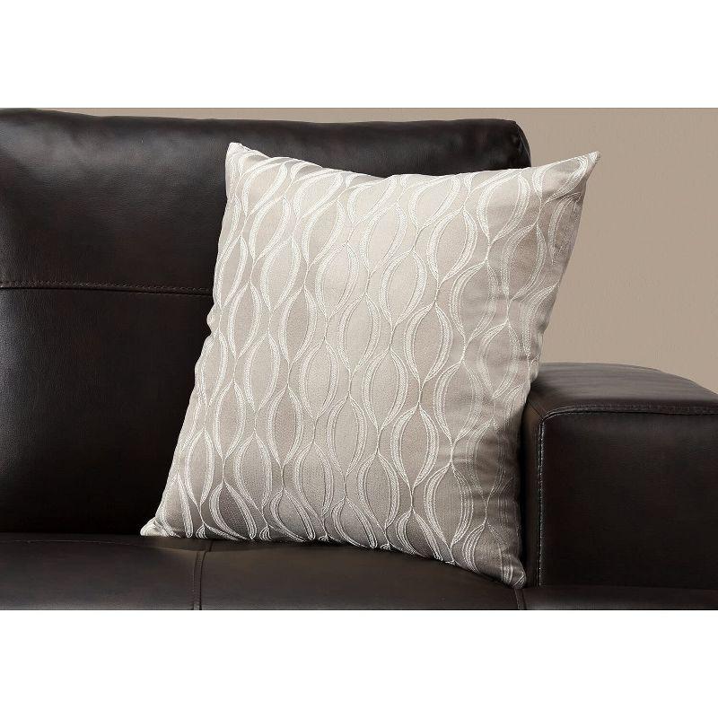 Beige 18" Square Wave Pattern Decorative Throw Pillow