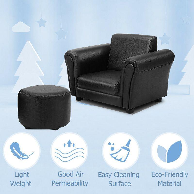 Costway Kids Sofa Armrest Chair Couch Children Toddler Birthday Gift w/ Ottoman Black