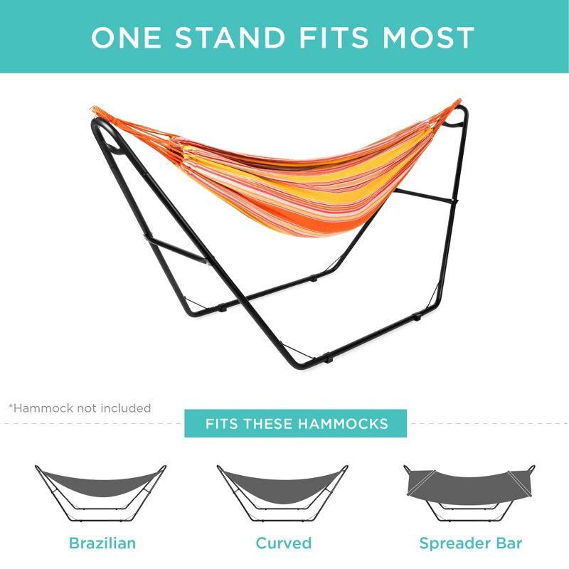 Best Choice Products Outdoor Adjustable Steel Hammock Stand for 9-14ft Hammocks w/ Hooks, Carrying Bag, 450lb Capacity