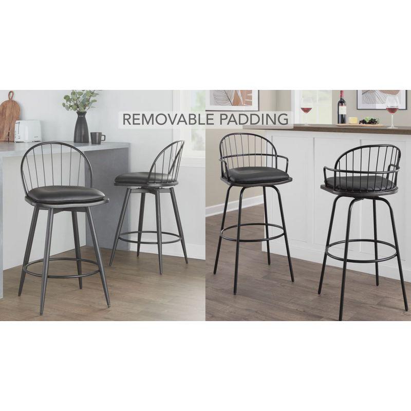 Set of 2 Riley Counter Height Barstools Walnut/Black - LumiSource: 26 inch, Swivel, Upholstered with Armrests