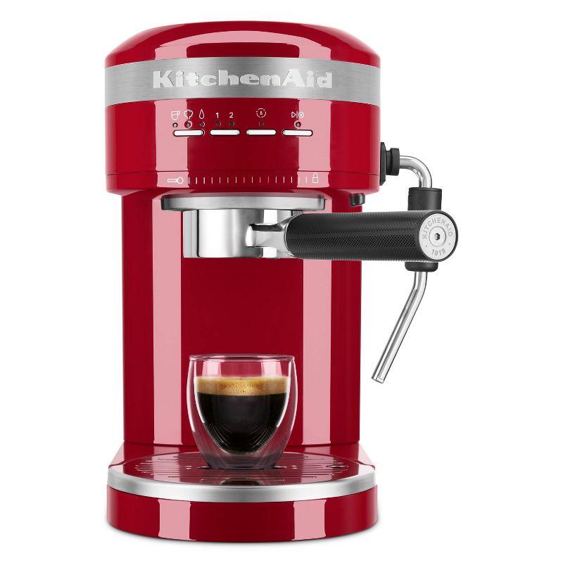 KitchenAid Semi-Automatic Espresso Machine - Empire Red: 15 Bars Pressure, 47oz Capacity, Dishwasher-Safe Parts