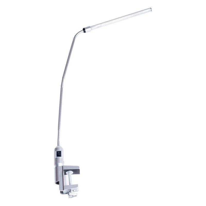 Modern Contemporary Clamp Desk Lamp Silver (Includes LED Light Bulb) - Trademark Global: Clip-On, Adjustable, for Dorm Use