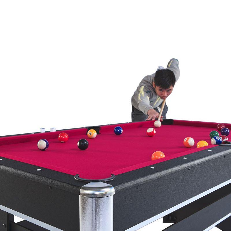 6-ft Pool Table with Table Tennis Top - Black with Green/Red Felt