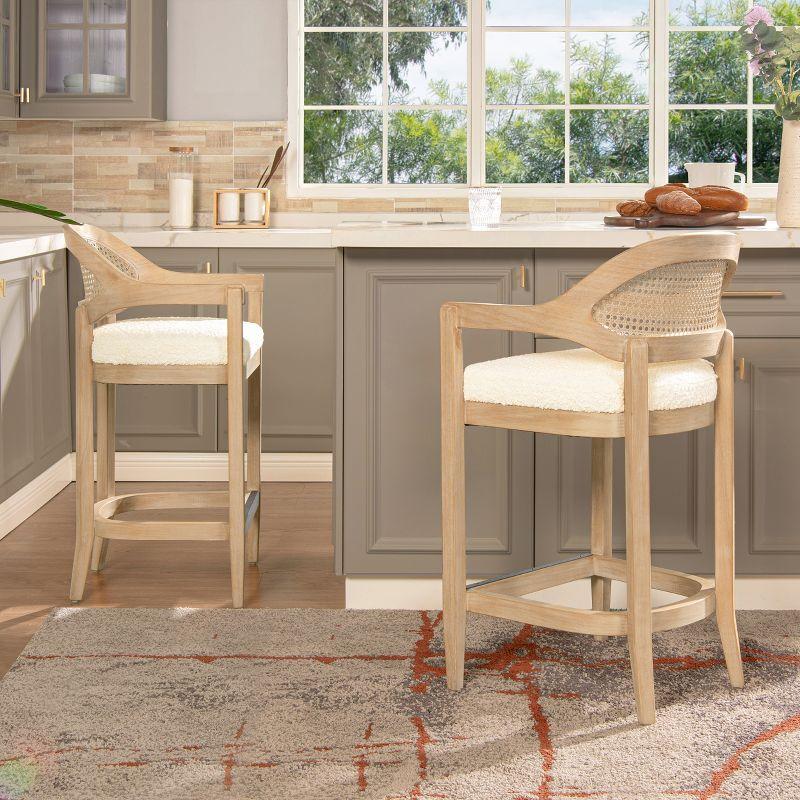 Jennifer Taylor Home Americana Mid-Century Modern Cane Back Counter Height Barstool