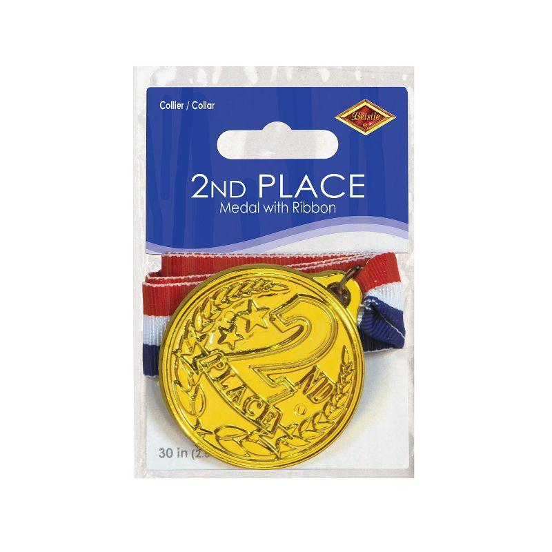 Beistle 2nd  Place Medal w/Ribbon, 30" w/2" Medal, (6/Pkg) 2nd Place