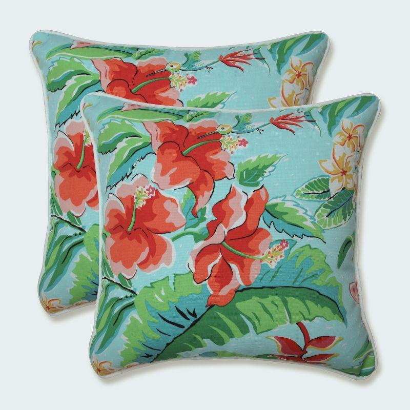 Tropical Paradise Floral Indoor/Outdoor Reversible Throw Pillow