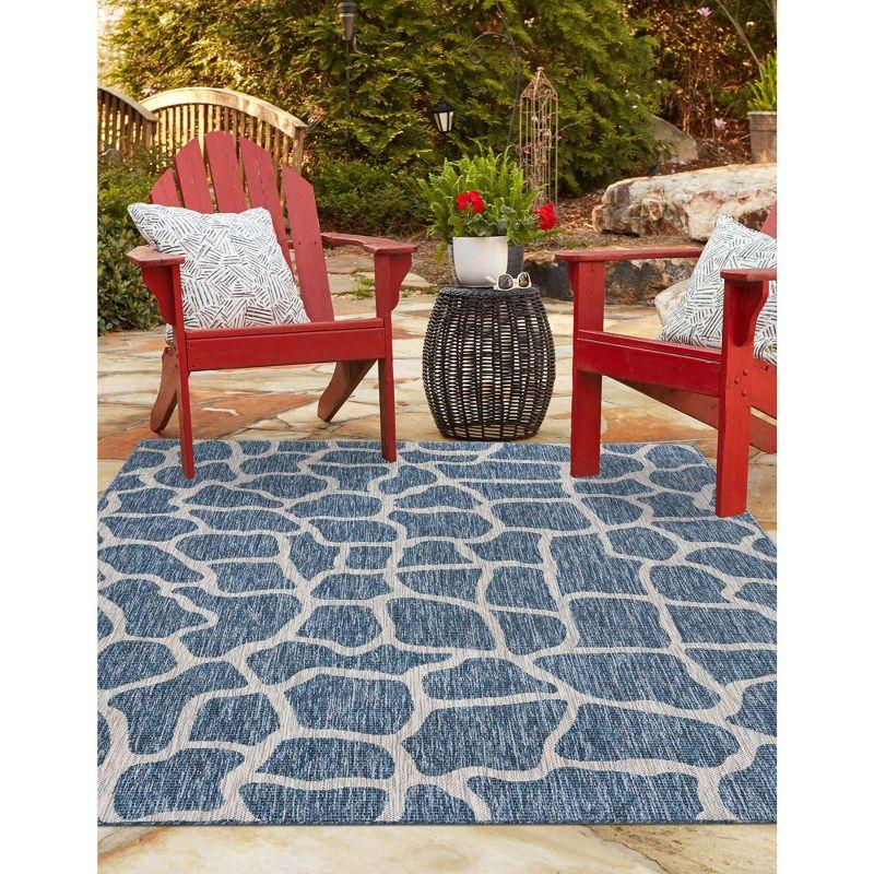 Unique Loom 9' 0 x 12' 2 Rectangle Indoor/Outdoor Safari Blue Area Rug