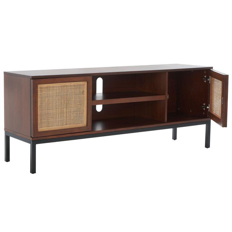Zadie 2 Shelf Rattan Media Stand - Walnut/Natural - Safavieh