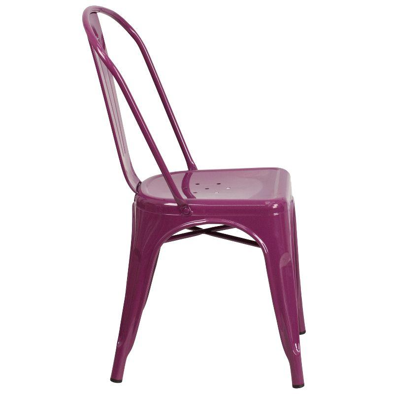 Purple Metal Indoor-Outdoor Stackable Side Chair