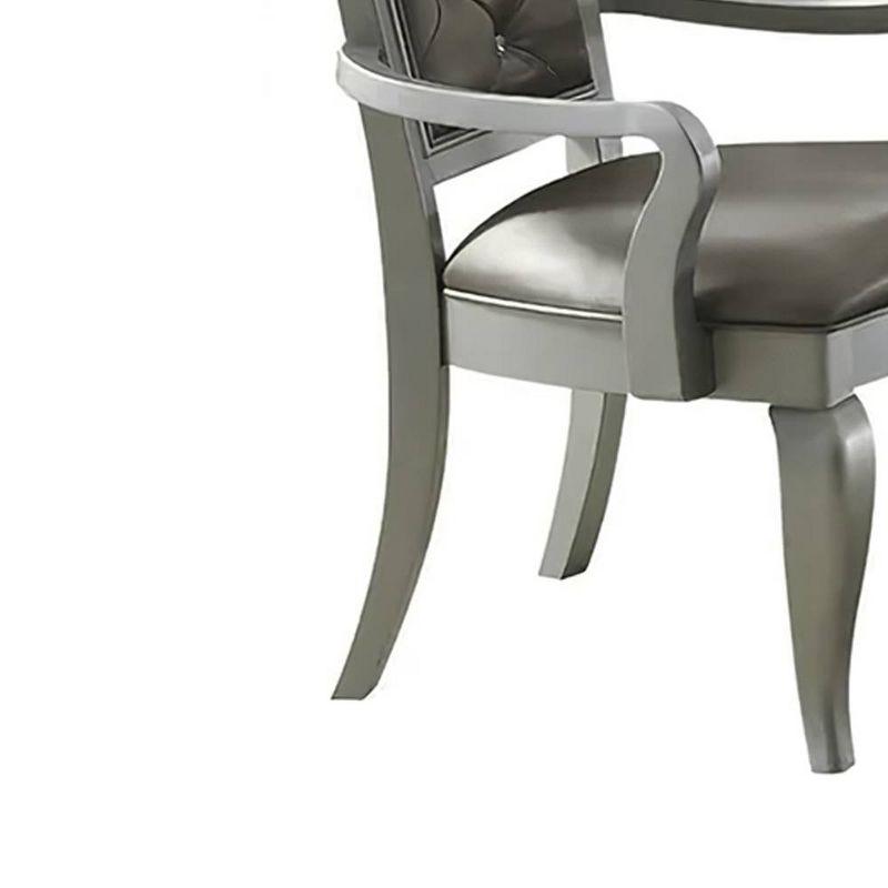 2pc 26"Francesca Chairs Silver/Champagne - Acme Furniture: Upholstered Leather, Nailhead Trim, No Assembly Required