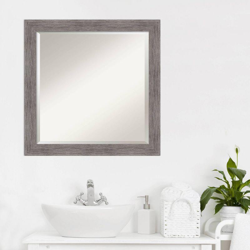 Pinstripe Narrow Framed Bathroom Vanity Wall Mirror Gray - Amanti Art