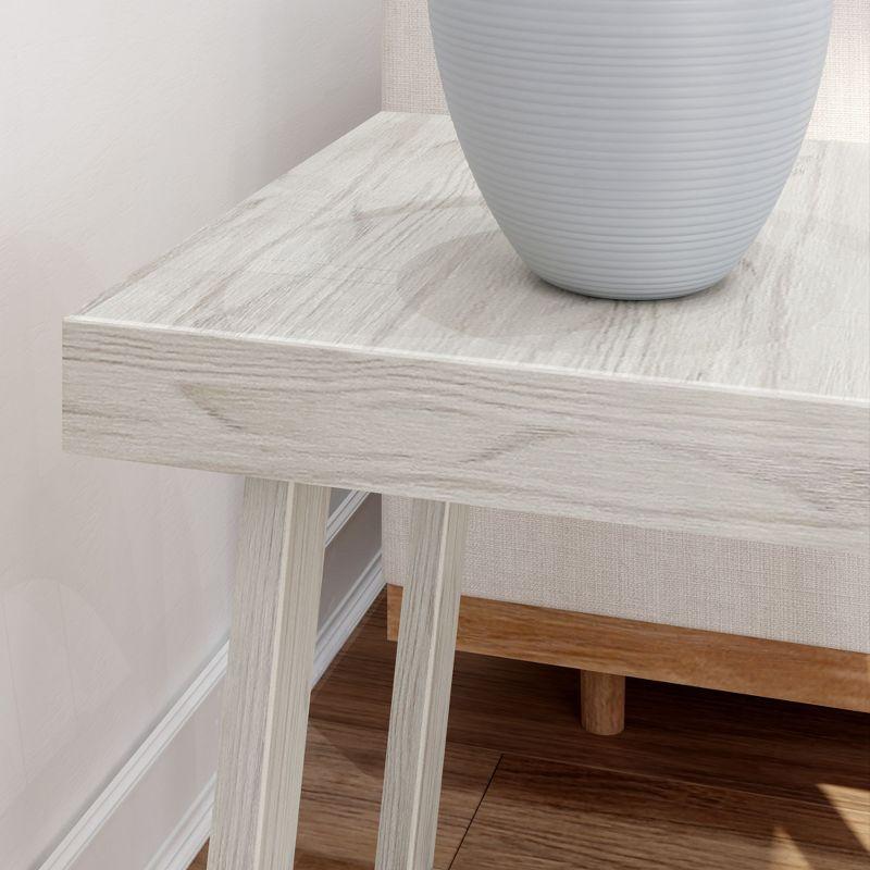 Plank+Beam Classic Square Side Table, Slim Side Table for Living Room, Nightstand for Small Spaces, Wood End Table for Bedroom, White Sand Wirebrush
