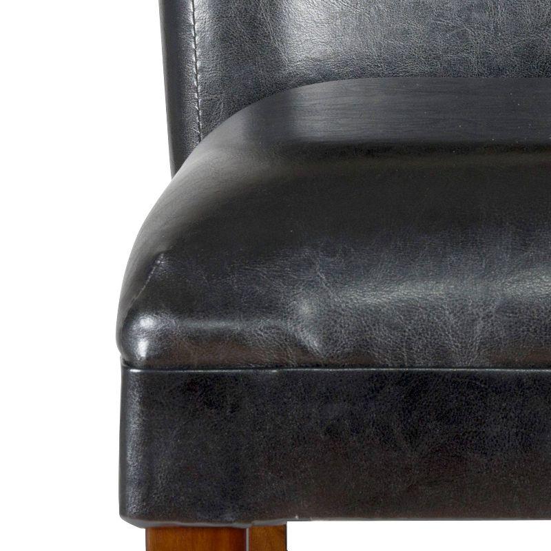 24" Faux Leather Luxury Counter Height Barstool Black - HomePop: Rubberwood Legs, Padded Back