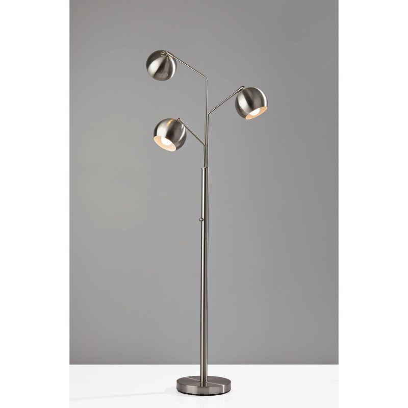 Adjustable Brushed Steel Multi-Head Tree Floor Lamp