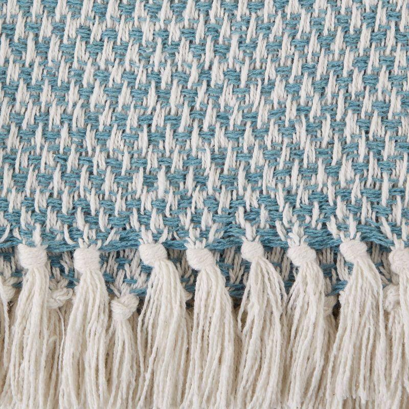 50"x60" Woven Throw Blanket Storm Blue - Design Imports: Lightweight, Machine Washable, Cotton
