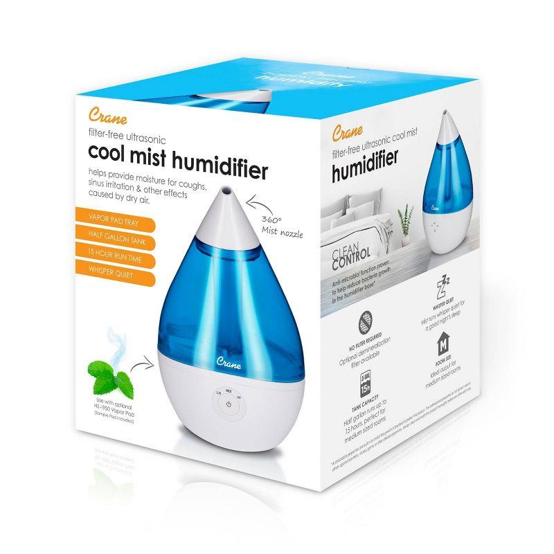 Crane Droplet Ultrasonic Cool Mist Humidifier - 0.5gal