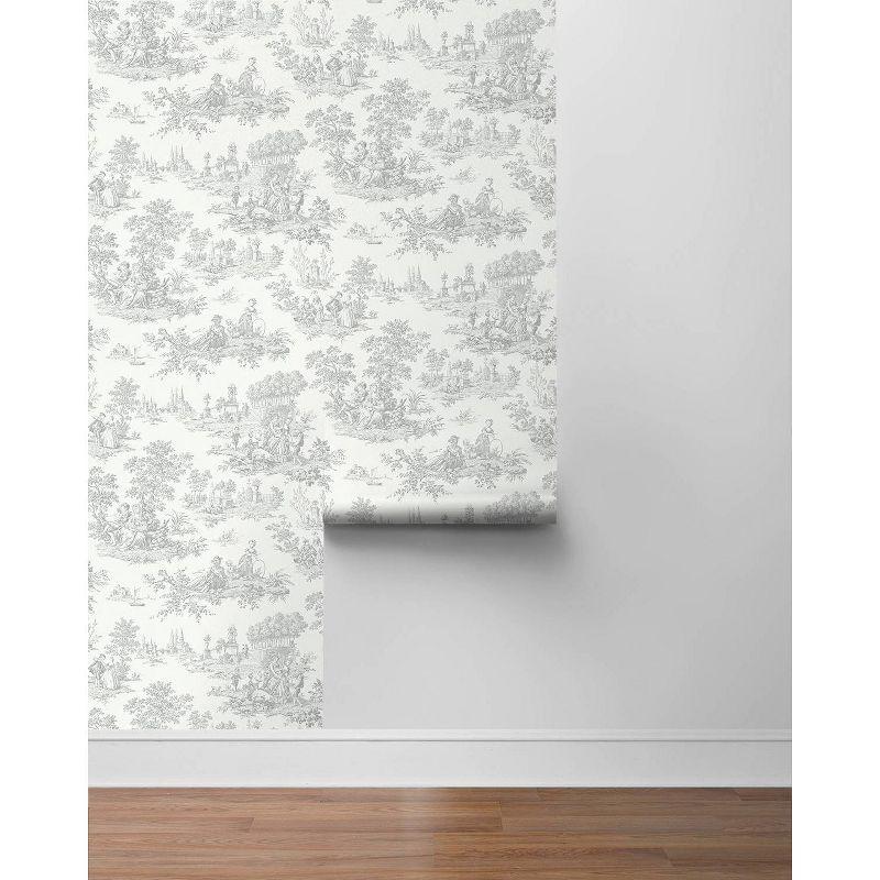 NextWall Argos Gray Chateau Toile Peel and Stick Wallpaper