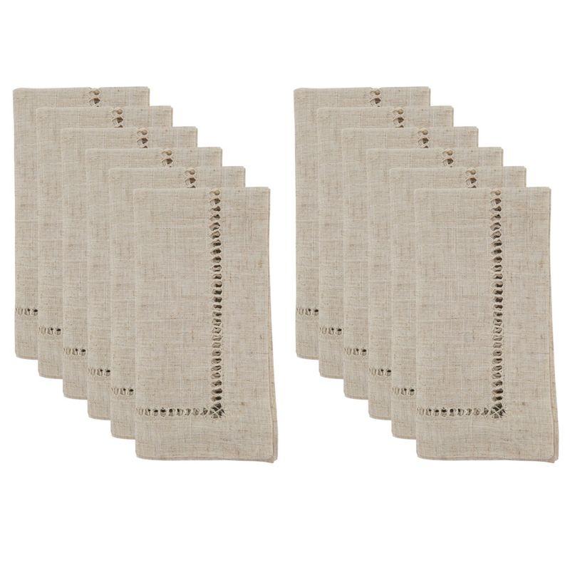 Saro Lifestyle Poly Linen Blend Table Napkins With Hemstitch Border