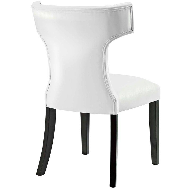 Elegant White Faux Leather Hourglass Dining Chair with Nailhead Trim