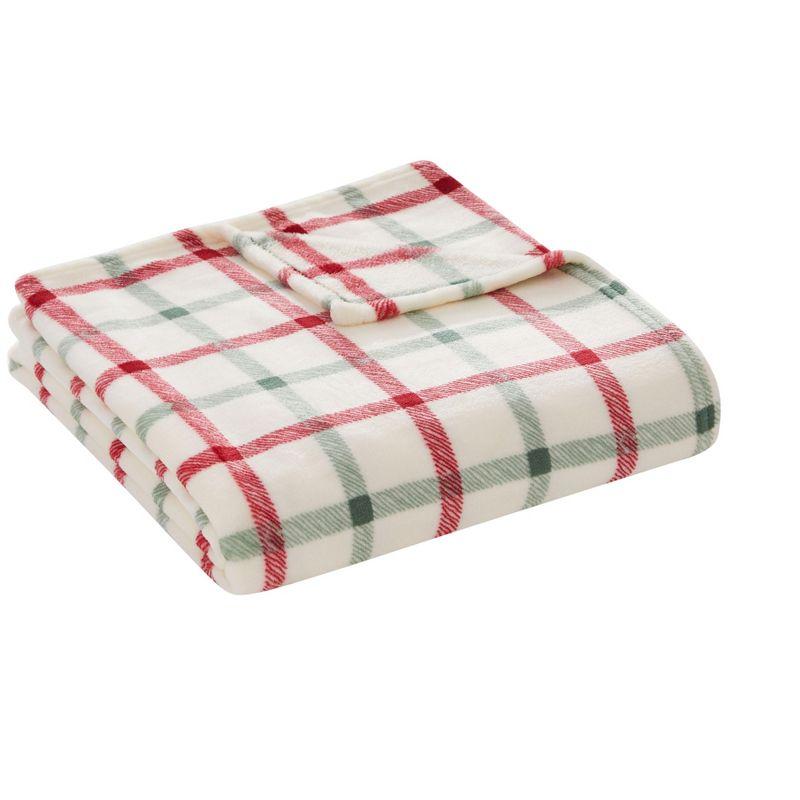 Kate Aurora Holiday Classics Christmas Plaid & Ultra Plush Accent Throw Blanket - 50 in. W x 60 in. L