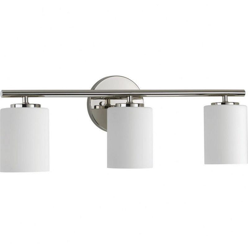 Progress Lighting Replay Collection 3-Light Bath Vanity, Polished Nickel, Shade Included