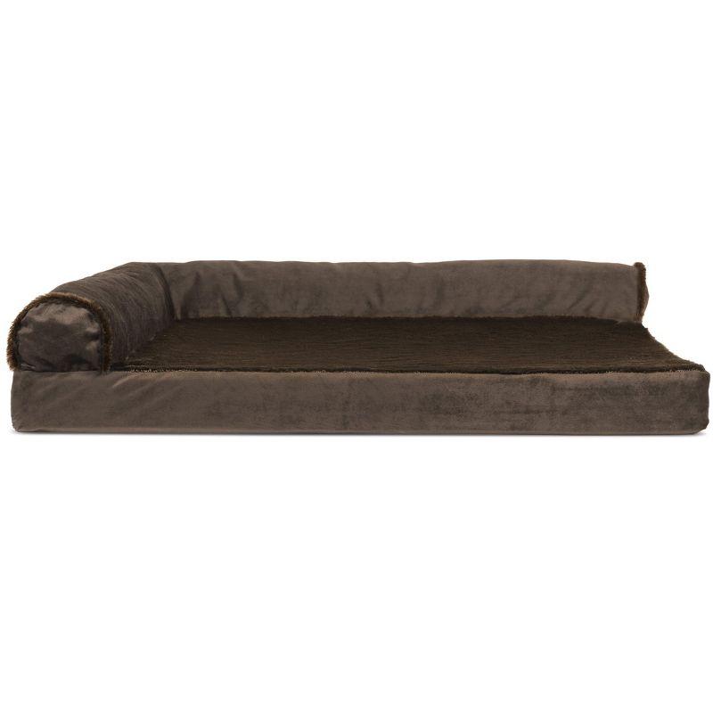 FurHaven Plush & Velvet Deluxe L-Chaise Orthopedic Pet Bed
